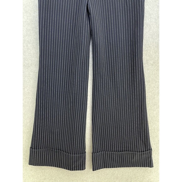 BBJ Los Angeles Women's Wide Leg Pants Blue White Pin Striped Cuffed Hem Small - Picture 2 of 13